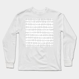 Triangles and Arrows Hand Drawn Pattern Dark Grey White Long Sleeve T-Shirt